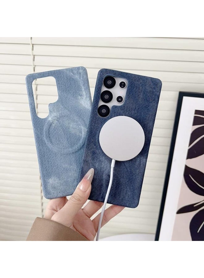 INEIX For Samsung Galaxy S25 Ultra 5G Denim MagSafe Magnetic PC + PU Phone Case Blue - Image 3